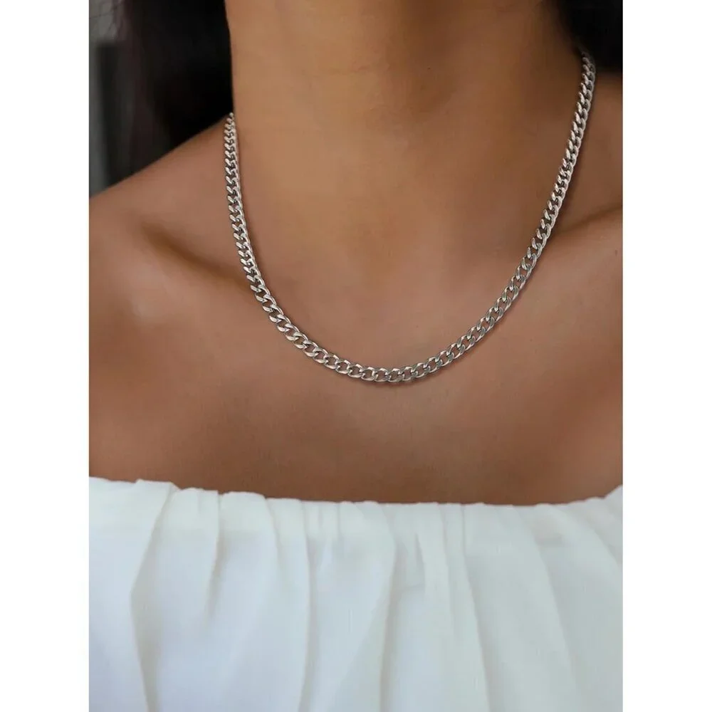 Miami Cuban Link Chain Necklace for Men Stainless Steel 4.8mm Plated Hip Hop